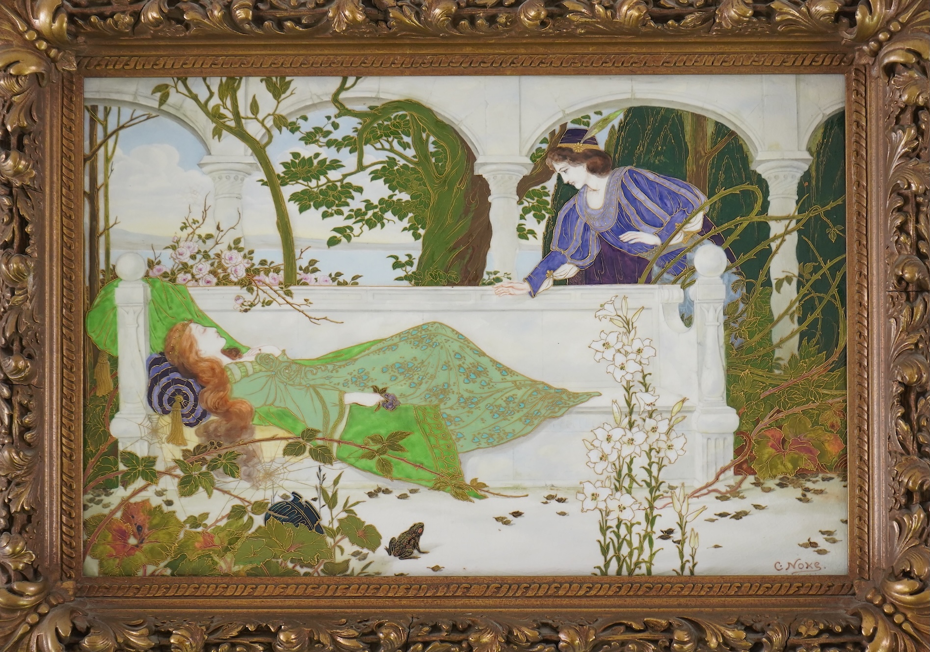 Charles Noke (1858-1941) and William G. Hodkinson (1880-1920) for Royal Doulton: An impressive Pre-Raphaelite style plaque